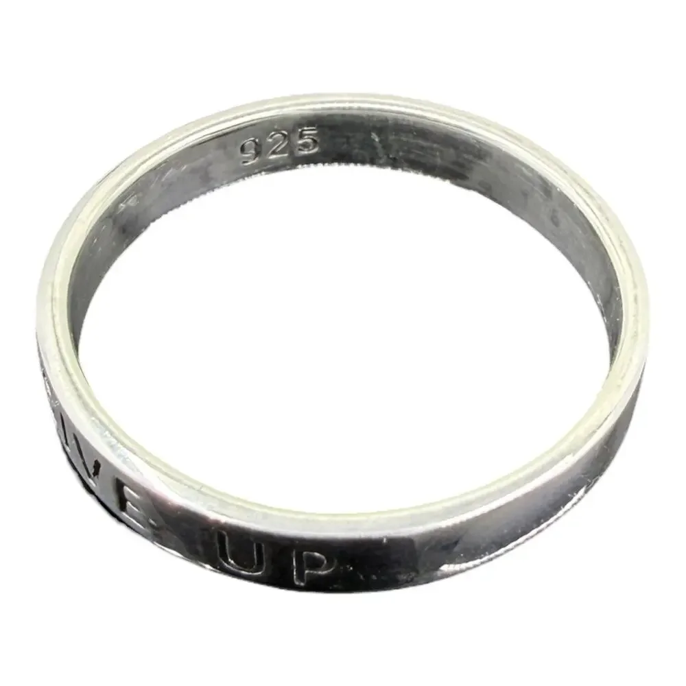 Never Give Up Ring Band 925 Sterling Silver Size 6 Stamped Quote Gift Boxed - Picture 3 of 4